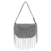 Sacos de noite Long Tassel Bolsa de Ombro Bling Party Mulheres Underarm Sling Strass Bolsas 2024 Tendência Mulher Luxo