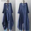 Basic Casual Jurken Kaftan Geruite Jurk Dames Onregelmatige Zonnerok ZANZEA 2023 Casual Midi Vesidos Dames O-hals Robe Dames Extra Groot Q240322