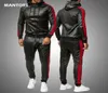 PU Leer Heren Trainingspak Met Capuchon Men039s Set Casual 2 Delige Set Kunstleer Jas Broek Motorsport Pak Heren Kleding 29310971