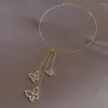 Kettingen Elegante Holle Vlinders Kwastje Hanger Choker Ketting Vrouwen Gouden Kraag Sleutelbeen Sieraden Gift