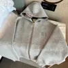 女性のフーディーズスウェットシャツデザイナーブランドMumu2024新しい灰色のフード付きカーディガンジャケット