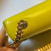 Sac à chaîne jaune tout-en-un de haute qualité, asymétrique épaule dénudée, sac à bandoulière en cuir vintage de luxe pour femmes, printemps été