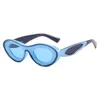 2 pcs Mode luxe designer lunettes de soleil ovales 2023 nouvelle couleur correspondant tendance personnalité lunettes de soleil concaves lunettes de soleil hip-hop