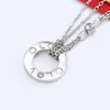 Schroef choker kettingen Carter Jewelry Love dubbele ketting titanium stalen diamanten ketting met damesketting hanger