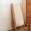 Tvättpåsar smutsiga tygkorg vikbar hängande förvaringslåda tyg bambu och trä sovrum badrummet