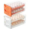 Bouteilles de rangement Type de récipient d'oeuf-Type transparent Rack transparent Rack de boîte à double couche empilable Organisateur de réfrigérateur de réfrigérateur