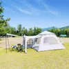 Tents and Shelters Family Camping One-touch tent One Bedroom One Living Room Large Tunnel Tent with Tarp anti-mosquito gauze door curtain Awning 240322