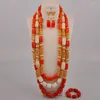 Комплект ожерелья и серег длиной 32 дюйма, белые коралловые бусины, ювелирные изделия, нигерийская свадьба, африканская свадьба