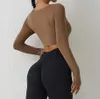 12Pcs Long Sleeve Pad Crop Tops Yoga Set Women Gym Sport Big Leg Flare Scrunch Pant Workout Fitness Legging Active Wear Suits 240307