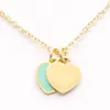 gold heart necklace designer 925 luxury jewelry women pink red blue pendant nencklaces silver chain japan and korean style stainless steel necklace lovers gift