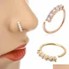 Nasenringe Ohrstecker 1 stück 3 Farben Chic Kleine Dünne 5 Kristalle Strass Charming Hoop Ring Für Frauen Mädchen Ohrring Modeschmuck Drop Del Dhapt