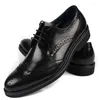 Klänningskor Fashion Tan / Black Brown Mens Business äkta läder Oxford Social Boys Prom