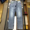 Мужские джинсы 2024, джинсовая ткань, эластичная модная вышивка, размер 30-38, прямые длинные брюки, кожаная этикетка по индивидуальному заказу, старые деньги