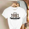 تي شيرت المرأة 1981 المطبوعة harajuku top t-shirt t-shirt عارضة النساء القصير الأكمام الأكمام الأساسية