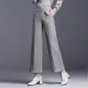 Dżinsy damskie Extra duże 4xl formalne dzianinowe spodnie z szerokimi nogawkami wysoką talię Koktajlu Postanki robocze jesienne luźne wełniane Pantsl2403