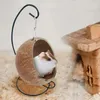 Hamster coquille de noix de coco suspendu hamac nid lit cachette avec support cage accessoires pour petits animaux ours doré sucre planeur 240322