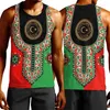 Regatas masculinas Estado da Líbia Bandeira Mapa Gráfico Top para Roupas Masculinas África País Colete Dashiki Paisley Moda Nacional Emblema Colete