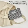Cosmetic Bags Makeup Bag Storage Plaid Toiletry Brush Clutches Organizer Fashionable Dressing Handbag Large Capacity