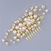 Hair Clips Elegant Artificial Pearls Combs Rhinestone Headpieces For Bride Wedding Gold Color Alloy Hairpins Women Party Jewelry