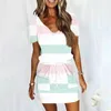 Casual Dresses Summer For Women Short Sleeve Beach Mini Sundress Flowy Dress med fickor överdimensionerad elegant semester