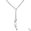 Anhänger Halsketten 925 Sterling Silber Herz Lange Halskette Eleganter Schmuck Für Damen Miti Kette Abend Party Zubehör Drop Lieferung Dhkv3