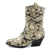 Bottes à la mode chéla bottes rondes tête talon épais talon serpent bottes femmes talon moyen grand 44 45 46 47 48