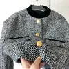 Retro Fashion Jacket Spring Women Clothing Design Sense Standup Obroźnia French French Tweed Short Kobiety 240315
