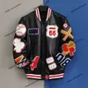 Spring/Fall Jacket High-End Soft Cowhide Multi-Label Mens and Womens Jackets Youth Casual broderade baseball uniformer Motorcykel