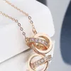 Colliers de tour de cou à vis Carter Bijoux Sterling Silver S925 Rose Gold Plated Double Ring Collier Collier ATTENTION MACHATE CADICAL