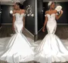 Elegant African Dubai Arabic Mermaid Wedding Dresses Bridal Gowns Off Shoulder Sweetheart Lace Appliques Court Train Bride Dress V1265747