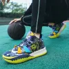 Skor Fashion Graffiti Basketball Shoes Unisex Platform Outdoor Streetball Sneakers Men Breattable Nonslip Teens baskettränare