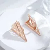 Dangle Earrings Wbmqda Hollow Geometric Drop For Women 585 Rose Gold Color Natural Zircon Daily Party Fine Jewelry Accessories