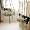 Camas de gato móveis novo animal de estimação pendurado cesta gato balanço mão tecido corda de algodão gato cão pendurado cesta cão pendurado cesta y240322