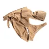 Projektantki stroju kąpielowego Kobiety bikini zestawy bikini bez ramiączek Trzyczęściowy zestaw kąpielowy w połowie spódnicy z klatką piersiową Zebrane damskie stroje kąpielowe