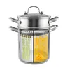 4 pièces en acier inoxydable cuiseur à pâtes vapeur friteuse Pot L soupe avec grille à vapeur panier à frire pour asperges ustensiles de cuisine 240318