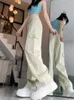 Kadın Kot Mori Kız Vintage Beyaz Kargo Kadın Koreli Geniş Bacak Denim Pantolon Büyük Boy Sokak Giyim Ofisi Leydi Hip Hop Çok Cepleri