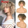 Piece Pageup Short Synthetic Wigs for Women Curly Topper for Black Women 3 Clips Short Toupee Hairpieces Party Cosplay Wigs