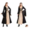 Theme Costume Elegant For Drama Stage European And American Retro Style Medieval Dress With Tie Waist Luxurious Gold Diamond Drop Deli Otybl