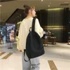 Borse a tracolla Moda femminile Bookbag Zaino da donna in cotone per adolescenti Ragazza College Uomo Borsa da scuola nera Studente