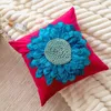 Almohada hecha a mano cubierta de girasol colorido 3D terciopelo floral suave 45x45 cm para sofá cama decoración del hogar