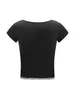 Women's T Shirts Y2K Short Sleeve Crop Tops For Women Lace Trim Sweetheart Neck Baby Tee Shirt Bow Coquette Aesthetic Clothes 2000s