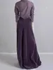 Röcke 2024 Herbst Damen Vintage Lila Seide Maxi Rock Mode Hohe Taille Schlank Temperament Lange Samt