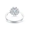 Bagues de cluster Top Qualité Aquamarine Bague Sun Flower 925 Sterling Argent Pour Femmes Trendy Anniversaire Dating Cadeau Fine Bijoux Lady