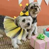 犬のアパレル蜂の帽子ハロウィンコスチューム犬のための小さなペットのコスプレ衣類ファッション服メッシュ