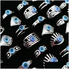 Ringen 30 stks luxe roestvrij staal demon eye ring hoge kwaliteit vrouwen mannelijke partij metaal punk blauw kwaad drop levering sieraden Dhgarden Dh0Ka