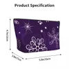 Sacs à cosmétiques violet flocon de neige de noël trapézoïdal, sac de rangement Portable pour maquillage quotidien, étui pour voyage, bijoux de toilette