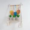 Decorative Plates Boho Wall Shelf Colorful Leaf Weaving Mounting Decoration Chic Rope Organizer Hand Made Shelving