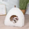 Cat Beds Furniture Long Plush Pet Cat Bed With Zipper Removable Cat Litter Sleeping House Winter Warm Small Dog Kennel Y240322