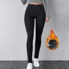 Kadın Kotları Kadın Kış Kalın Velvet Denim Skinny Pantolon Polar Sıcak Taytlar Yüksek Bel Elastik İnce Pantolon 2024