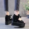 Chaussures décontractées compensées européennes avec sandales à talons hauts Muffin fond épais bouche de poisson augmentation interne bottes Cool pour femmes